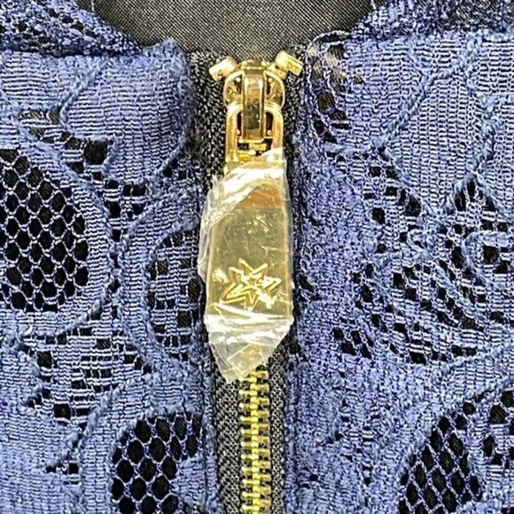 Kate Young for Target Colorblock Peplum Cocktail Party Dress Lace Satin Blue 14 - Picture 8 of 14